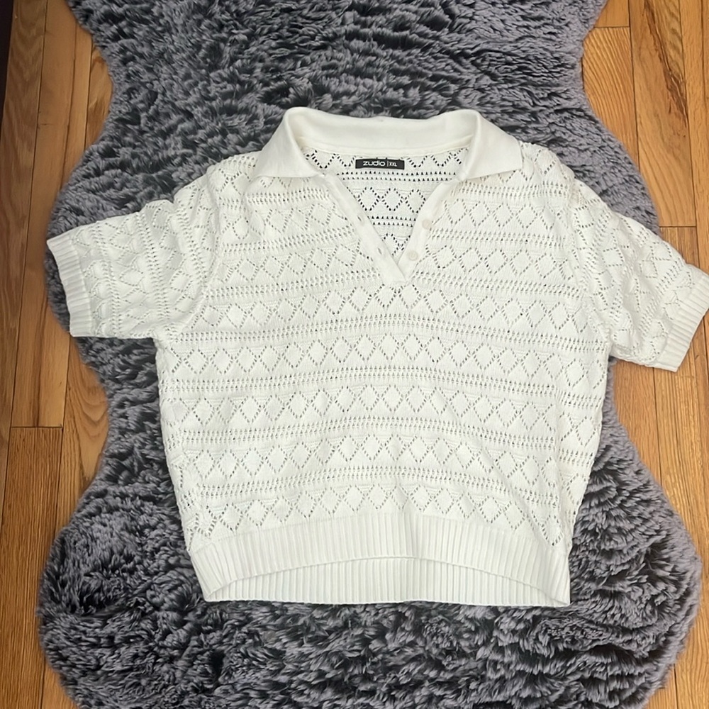 Zudio crochet style beachy white womens top